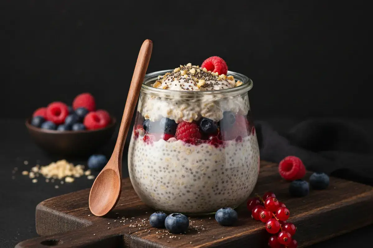 Protein Overnight Oats with Chia and Berries