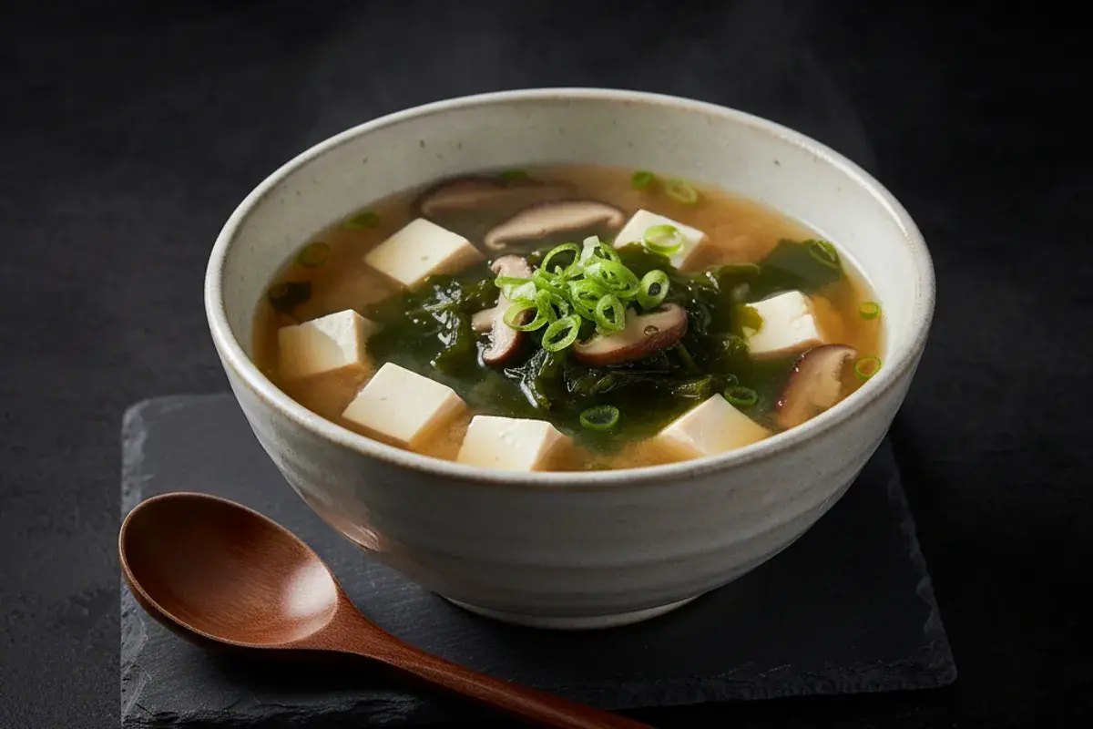 Miso Soup with Tofu and Wakame Seaweed